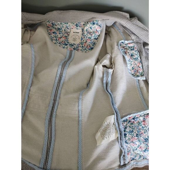 Anthropologie Allihop Striped Cotton 3/4 Sleeve Floral Cuff Jacket Women's M - Picture 8 of 9